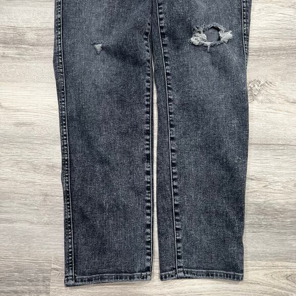 7 for All Mankind Distressed Black Wash Denim Jeans Ripped‎ Knee High Rise 26 - Picture 4 of 13